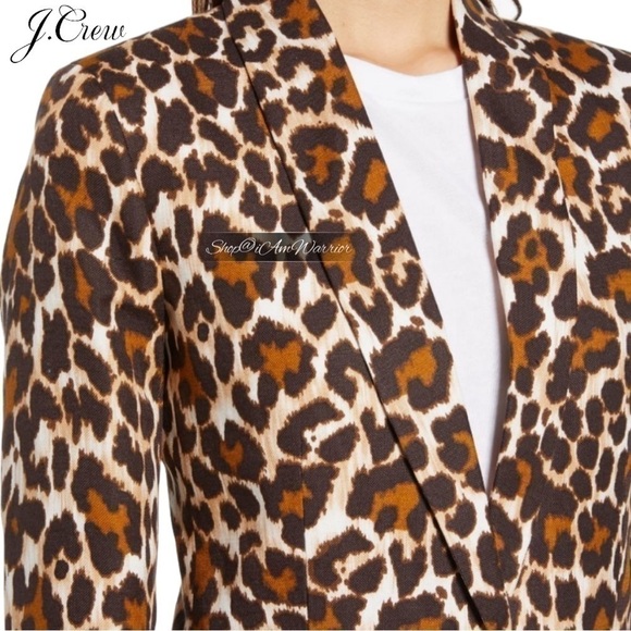J.Crew Parke linen blend leopard print one button blazer *shop@iamwarrior - Picture 2 of 14